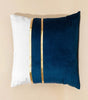 Blue and Green Color-Block Velvet Pillow Cover with Gold-Tone Stripes, Square or Lumbar