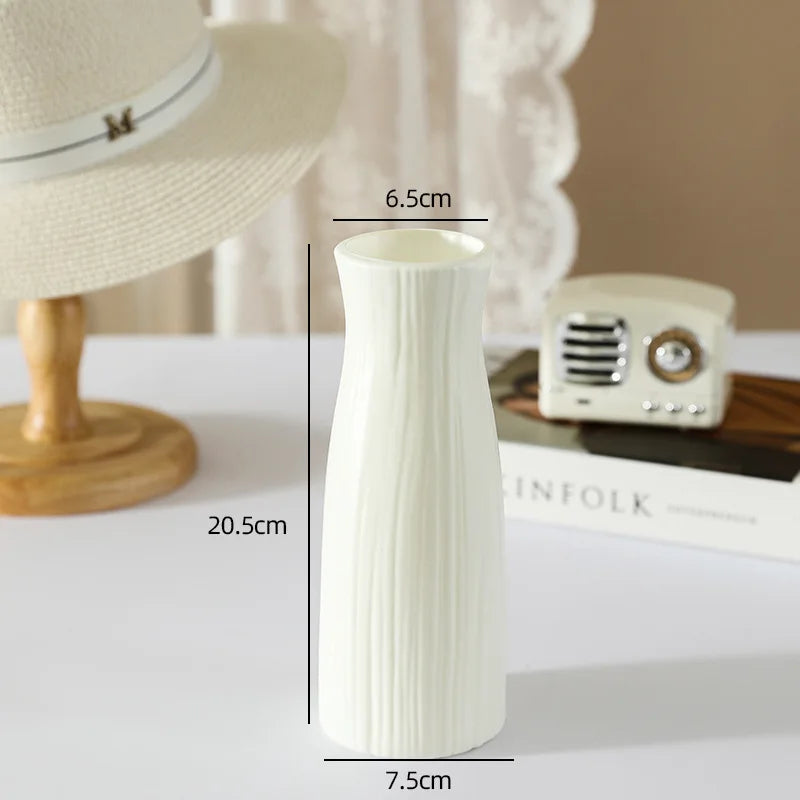 Modern Plastic Flower Vase – Simple Tabletop Vase for Hydroponic Flowers, Artificial Stems & Living Room Decor