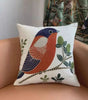 Orange & Navy Bird Embroidered Polyester/Cotton Pillow Cover – 17.72 × 17.72 in (45 × 45 cm)