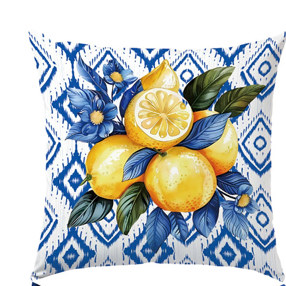 Coastal Lemon Polyester Pillow Covers, Set of 4 – 15.75, 17.72, 19.69 or 23.62 in Square (40, 45, 50 or 60 cm)