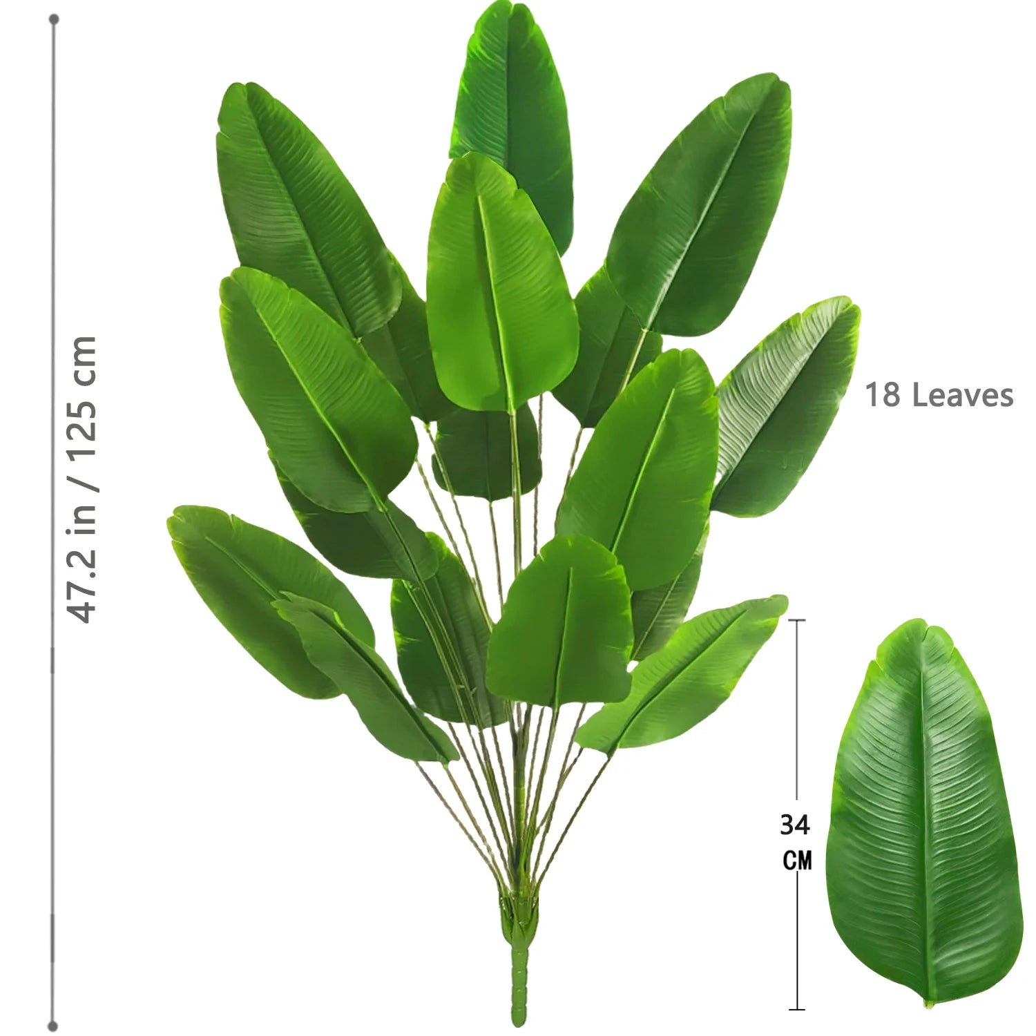 Large Artificial Bird of Paradise Plant Leaves – Real Touch Tropical Strelitzia Faux Greenery for Home & Garden Decor