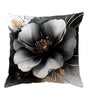 Black & White Floral Polyester Peachskin Pillow Cover – Designs 3–4, 4 Sizes