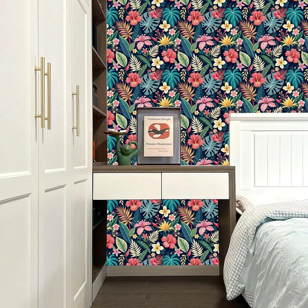 Tropical Palm Leaf Peel-and-Stick Wallpaper – Waterproof Removable Botanical PVC Vinyl for Walls & Cabinets