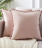Pink, Purple or Burgundy Velvet Pom-Pom Throw Pillow Cover, 15.75–19.69 in, Cover Only