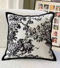 Black Botanical Silhouette Polyester/Cotton Pillow Cover – 17.72 × 17.72 in (45 × 45 cm)