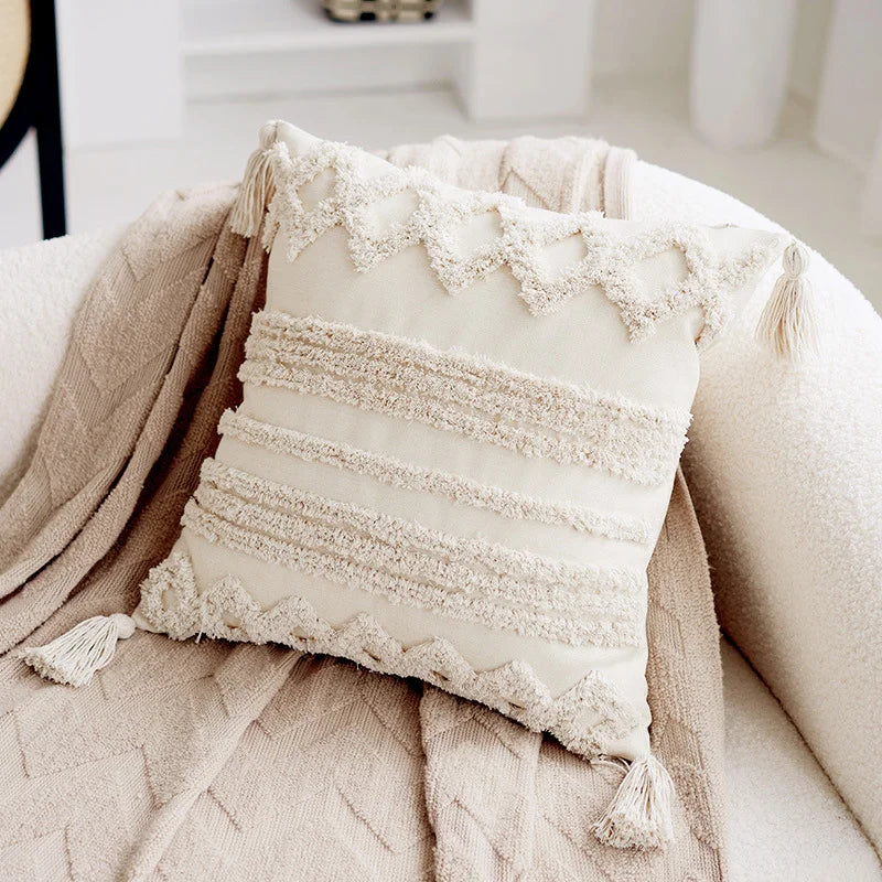 Bohemian Geometric Textured Throw Pillow Cover, 17.72 × 17.72 in, 10 Designs, Cover Only