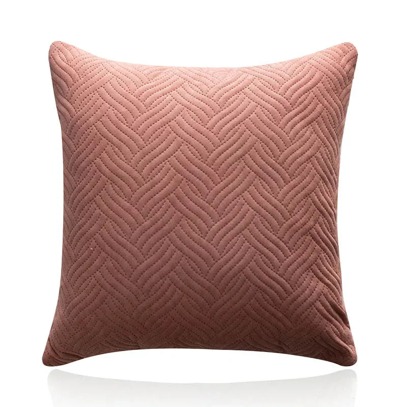 Warm-Tone Interlocking Quilted Velvet Pillow Covers – 17.72 in Square