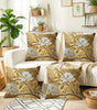 Golden Magnolia Polyester Peachskin Pillow Covers – Single-Sided Print, 15.75–23.62 in Square, Set of 4