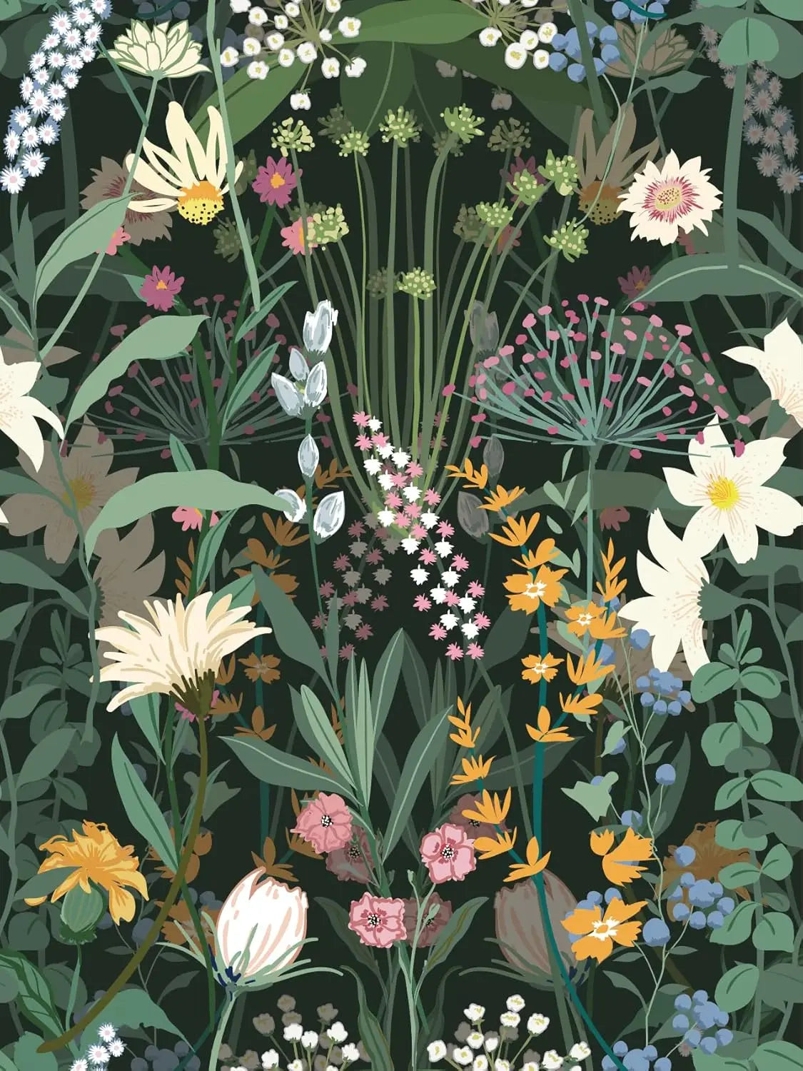 Vintage Green Botanical Waterproof Vinyl Peel-and-Stick Wallpaper – Removable & Mould-Resistant