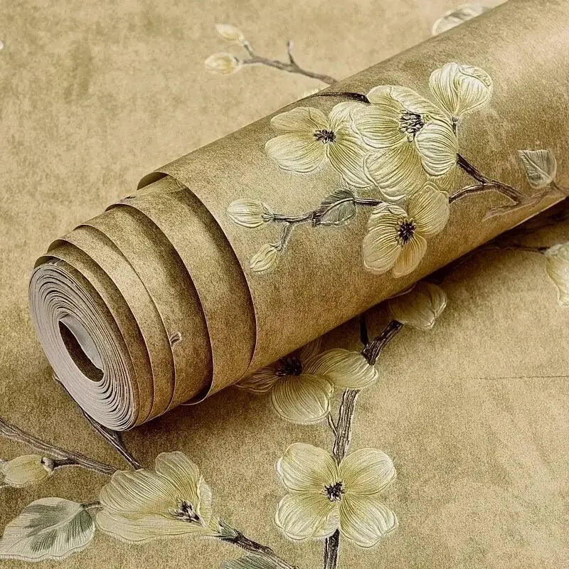 Floral 3D Embossed Waterproof Peel-and-Stick Non-Woven Wallpaper for Girls’ Bedrooms