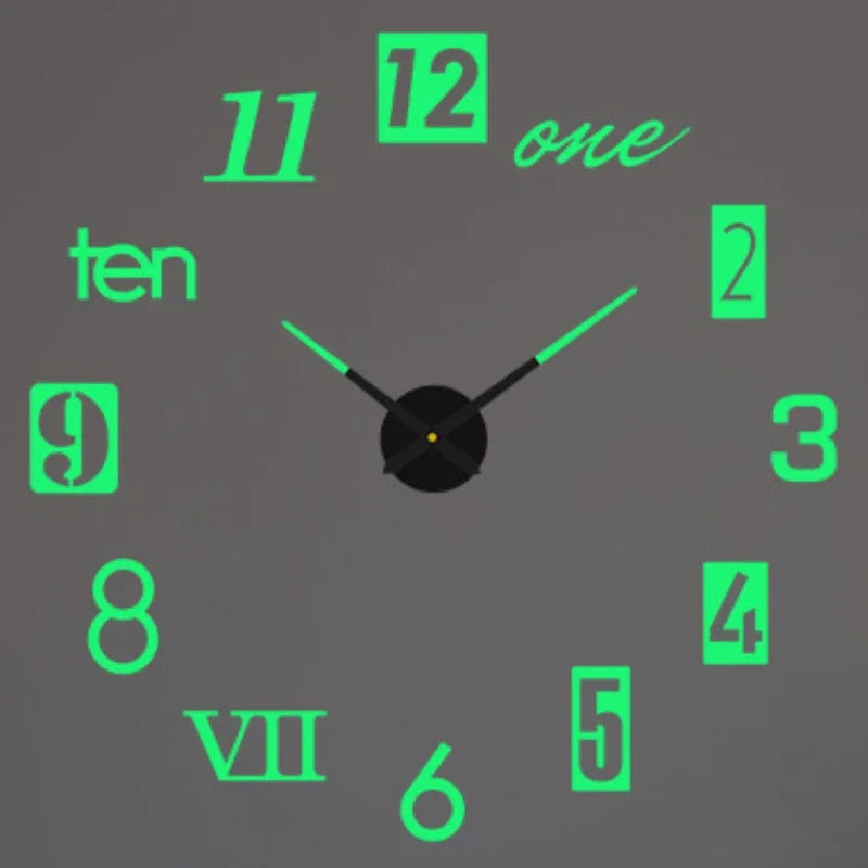 Luminous Acrylic DIY Wall Clock – 12 Designs, 36 or 48 Inch