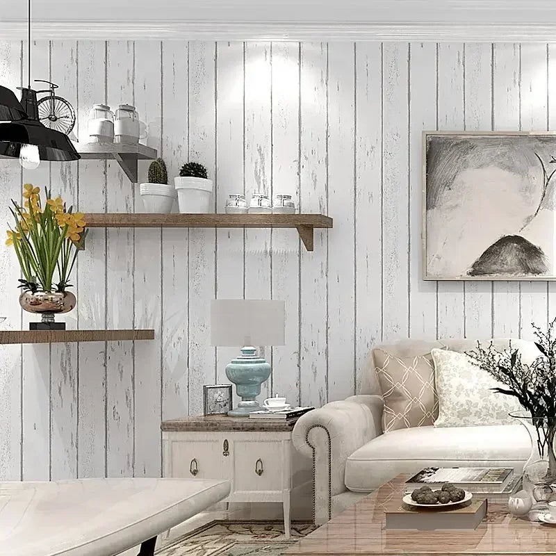 White Wood Grain Peel and Stick Wallpaper | Self-Adhesive Vinyl Wall & Furniture Covering