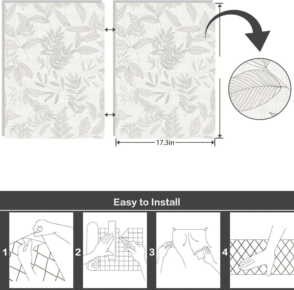 Vintage Boho Leaf Peel-and-Stick Wallpaper – Waterproof Removable Vinyl for Walls, Cabinets and Drawers