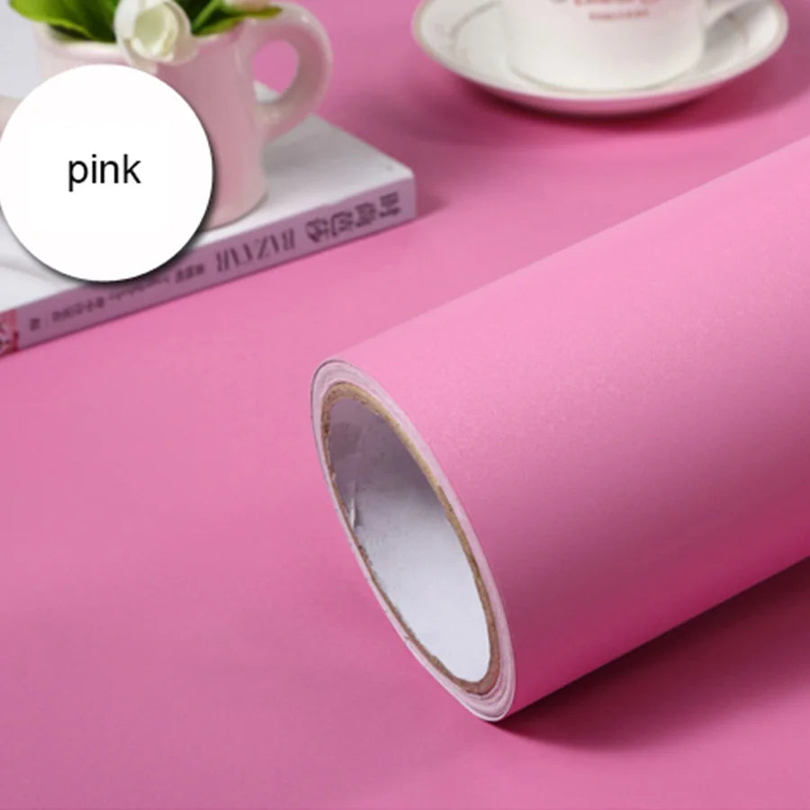 5m Pure Gray Waterproof Extra-Thick PVC Peel-and-Stick Wallpaper – Mould-Resistant for Bedrooms, Cabinets & Furniture