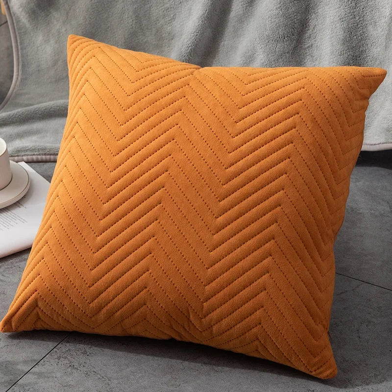 Colorful Chevron Quilted Velvet Pillow Covers – 17.72 in Square