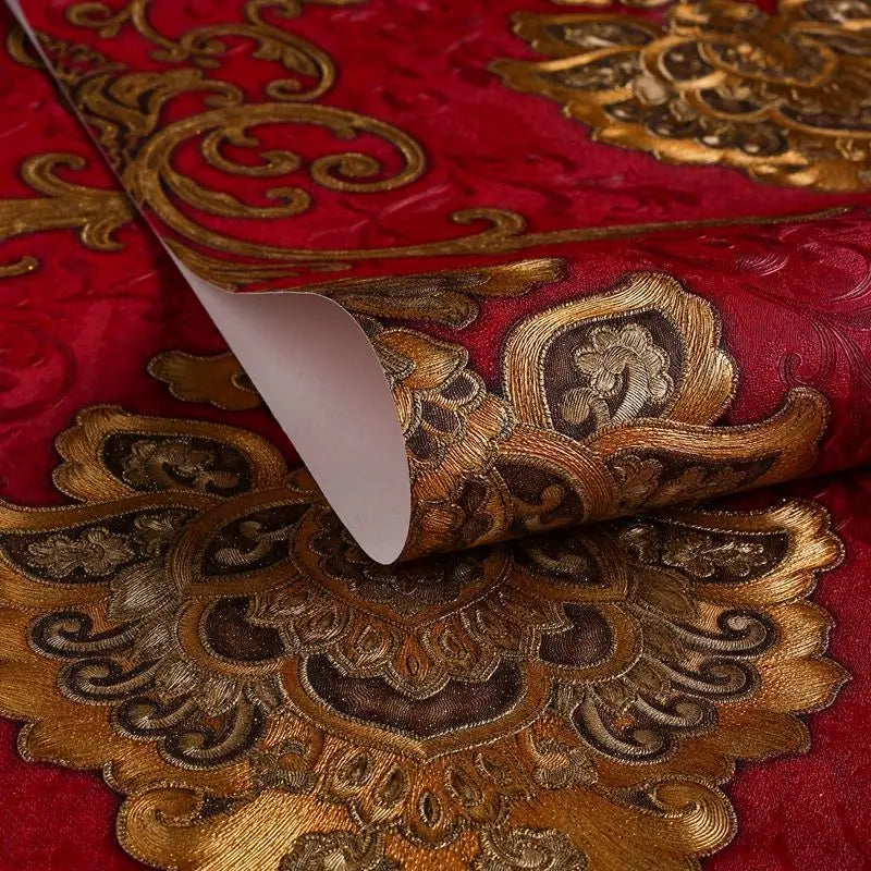 Luxury Damask 3D Embossed Waterproof PVC Traditional Wallpaper – Extra Thick, Washable & Fireproof