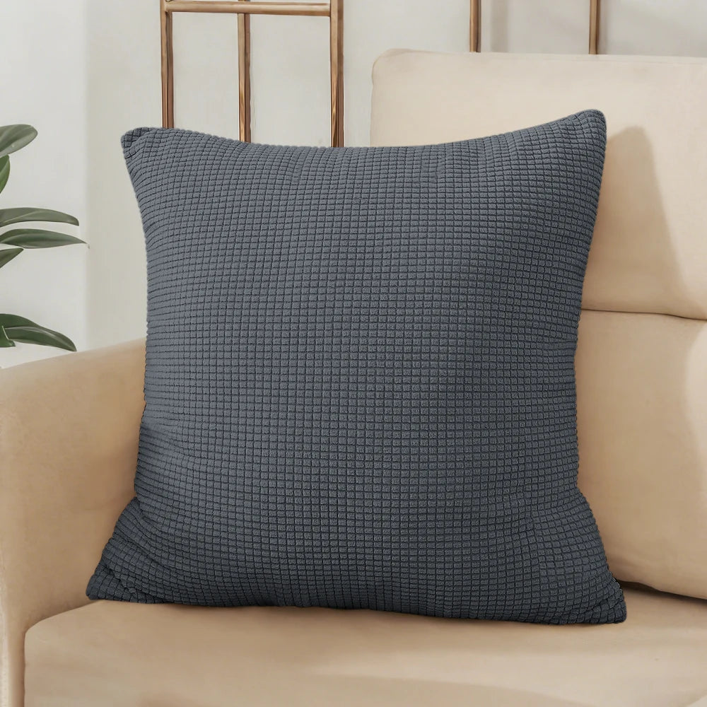 Solid Dark Gray Jacquard Polyester Pillow Cover – 8 Sizes