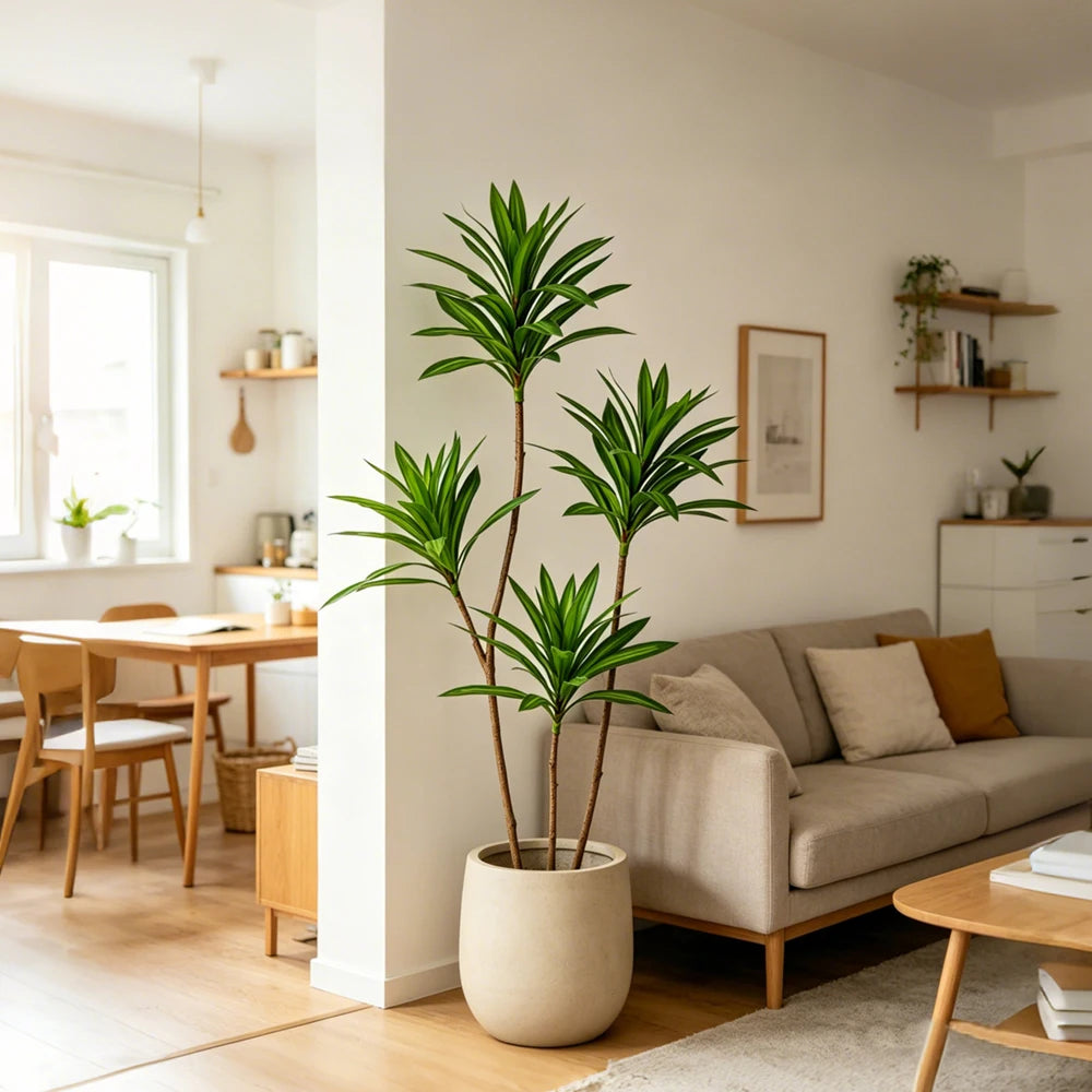 Artificial Dracaena Bamboo Tree Branch – Large Faux Corn Plant Leaves for Indoor Home & Office Decor