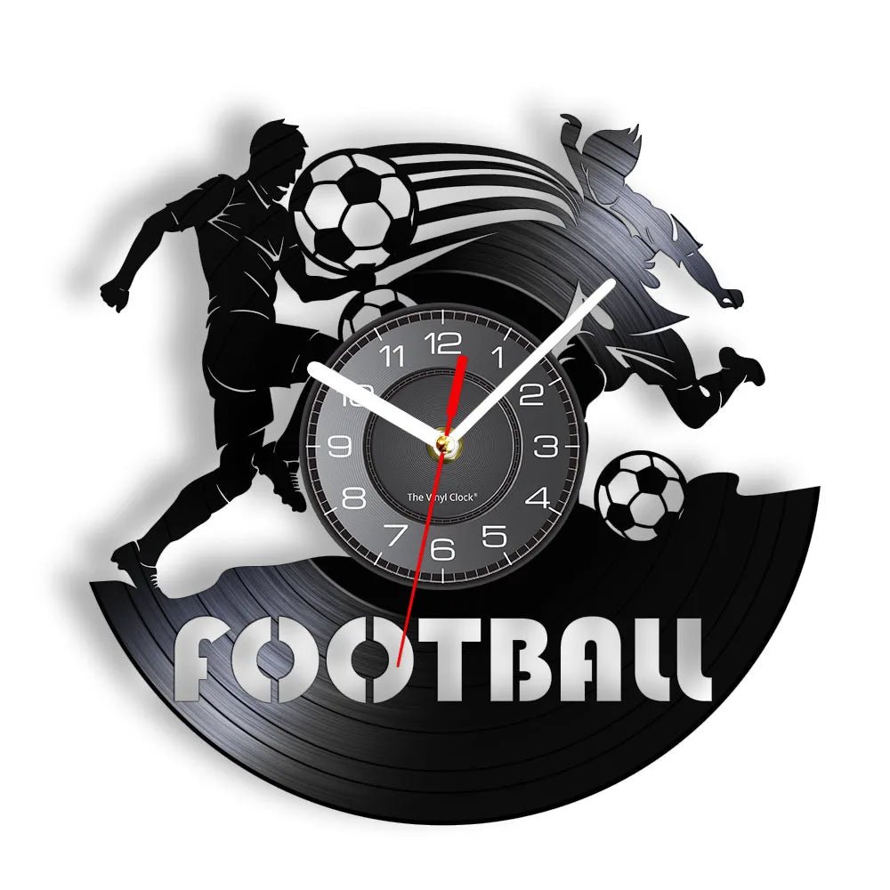 Football Vinyl Record Wall Clock – 30 cm Quartz Decor with Optional LED, Designs 1–5