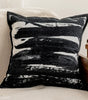Black Brushstripe Polyester/Cotton Pillow Cover – 17.72 × 17.72 in (45 × 45 cm), 1 Piece