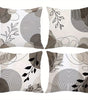 Black Leaf & Circle Polyester Twill Pillow Cover – Designs 1–2, 4 Sizes