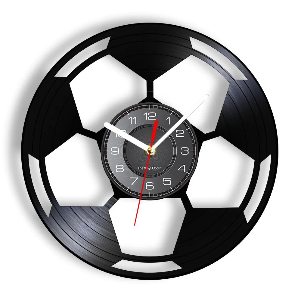 Football Vinyl Record Wall Clock – 30 cm Quartz Decor with Optional LED, Designs 11–14