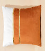 Warm Color-Block Velvet Throw Pillow Cover with Gold-Tone Stripes, Square or Lumbar