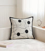Black Orbital-Dot Polyester/Cotton Pillow Cover – 17.72 × 17.72 in (45 × 45 cm)