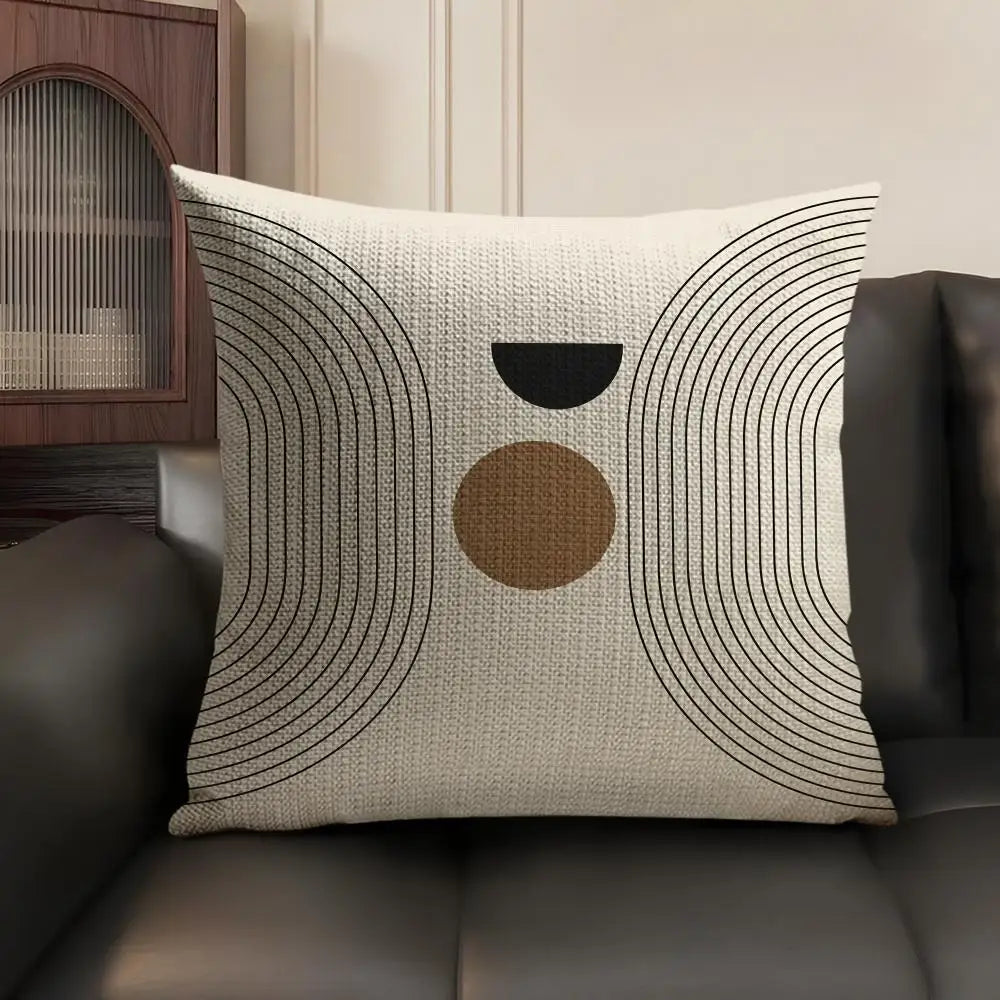 Minimalist Geometric Line Pillow Cover – Design 5, 5 Sizes