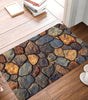 Stone & Floor Tile Print Waterproof Non-Slip Door Mat – Absorbent Quick-Dry Flannel Rug for Indoor & Outdoor Home Use