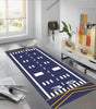Neon Airplane Runway Kids’ Play Rug – Washable Polyester Floor Mat for Bedroom, Corridor & Balcony