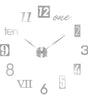 Large Silver Acrylic Mirror DIY Wall Clock – Five Designs, Adjustable Diameter