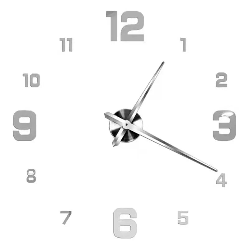 Silver Acrylic Mirror DIY Wall Clock – 11 Designs, 36 or 48 Inch