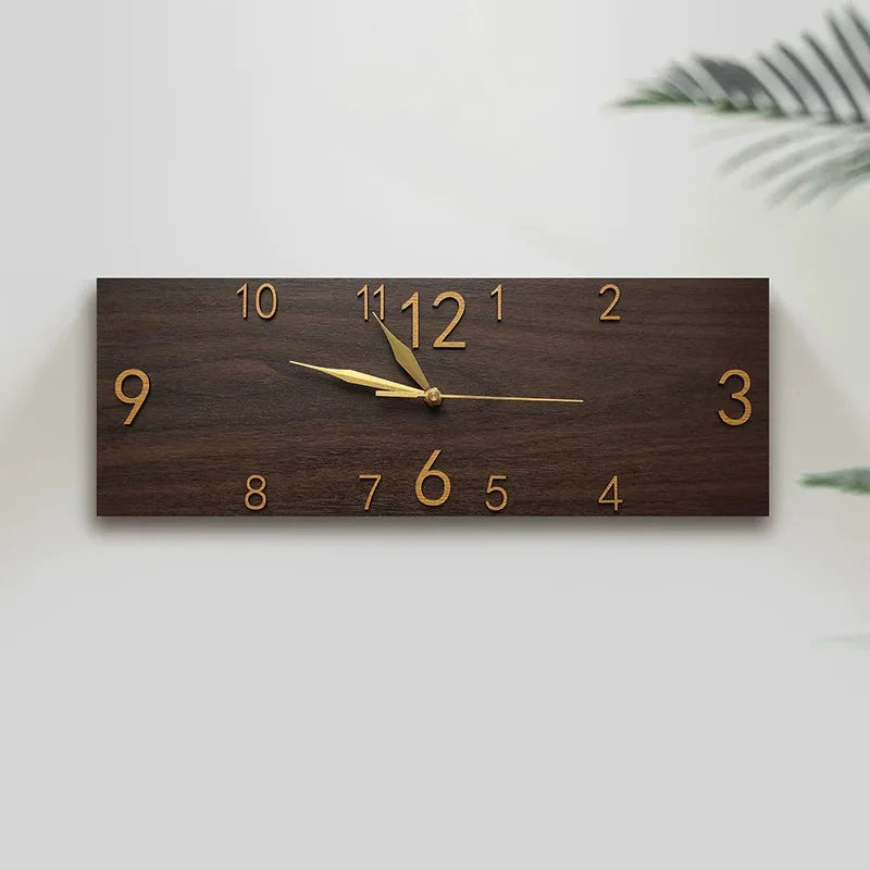 Rectangular Wooden Quartz Wall Clock – Raised Numerals, 15.75 × 5.51 in#