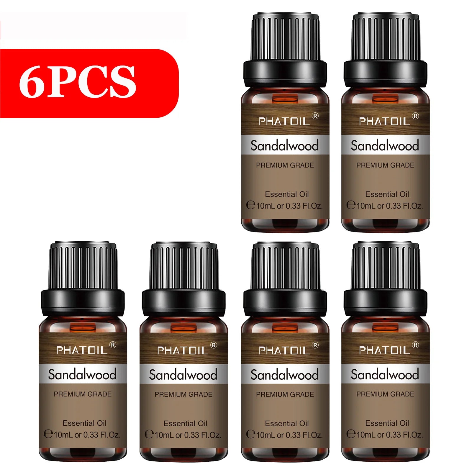 PHATOIL 6-Piece 10ml Pure Essential Oil Set for Diffusers