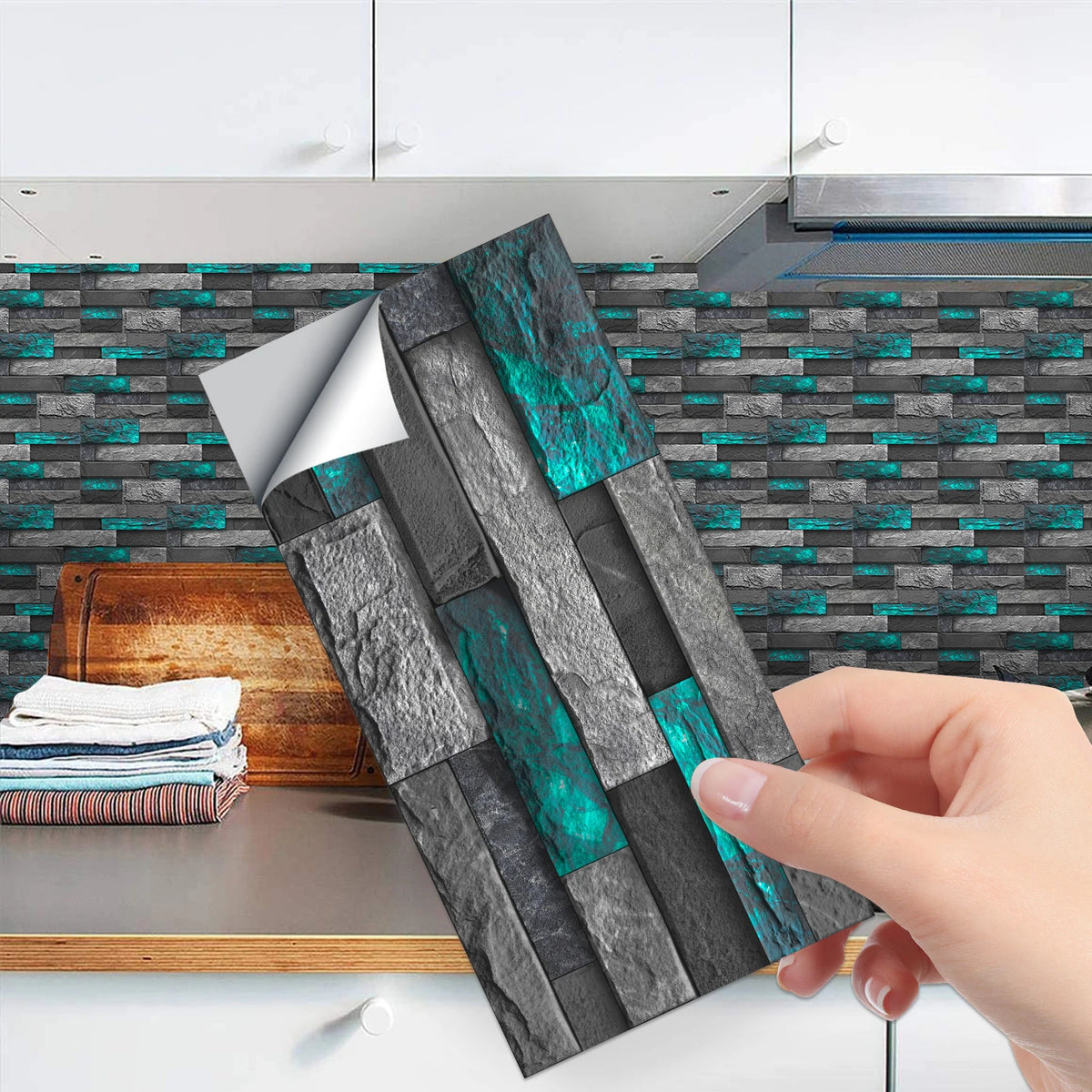 10-Piece Marble Waterproof, Oil-Proof & Heat-Resistant Peel-and-Stick Tile Stickers – 20 × 10 cm