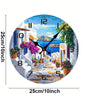 Mediterranean Street Silent Wall Clock – 10-Inch Round Wooden Home Decor