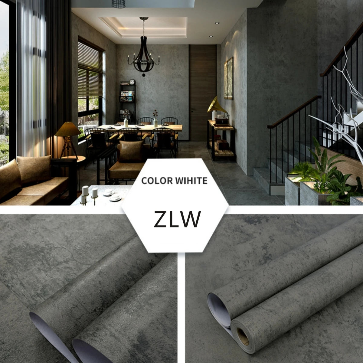 Vinyl Waterproof Self-Adhesive Wallpaper Vintage Cement Gray Wall Contact Paper Store Bedroom Livingroom Renovation Stickers PVC