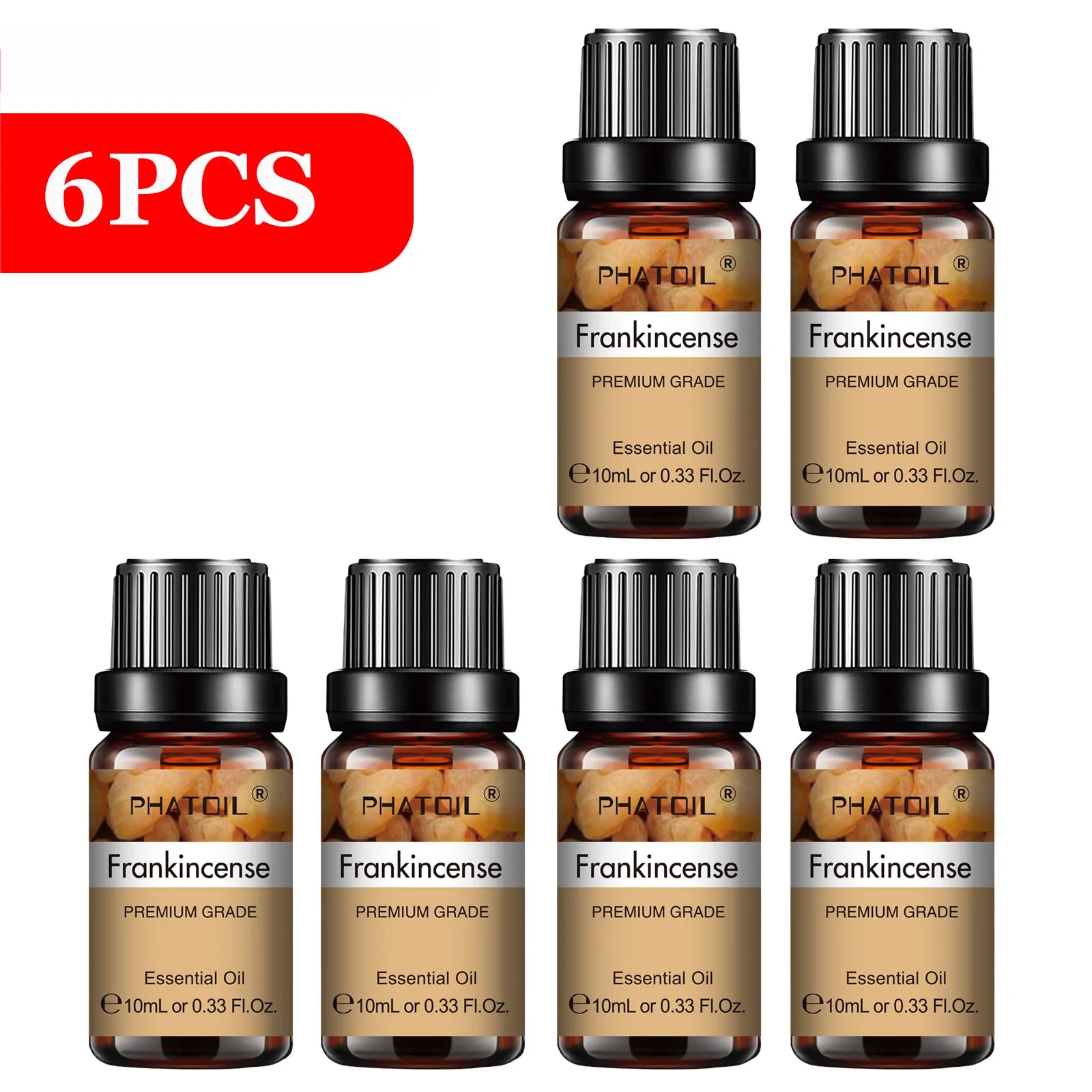 PHATOIL 6-Piece 10ml Pure Essential Oil Set for Diffusers