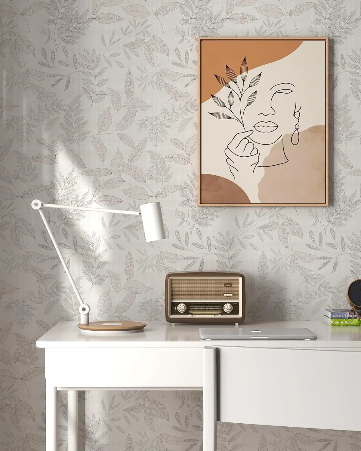 Vintage Boho Leaf Peel-and-Stick Wallpaper – Waterproof Removable Vinyl for Walls, Cabinets and Drawers