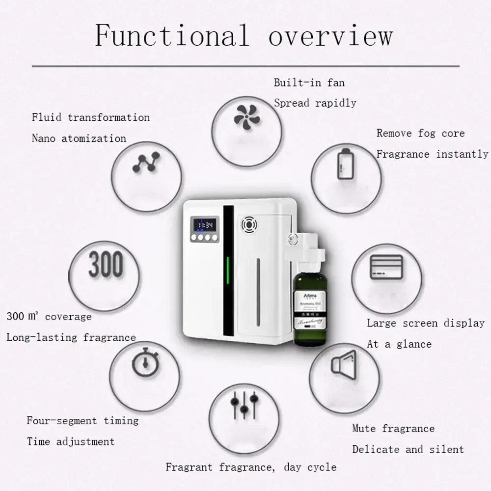 Wall Mounted Waterless Essential Oil Diffuser with Bluetooth
