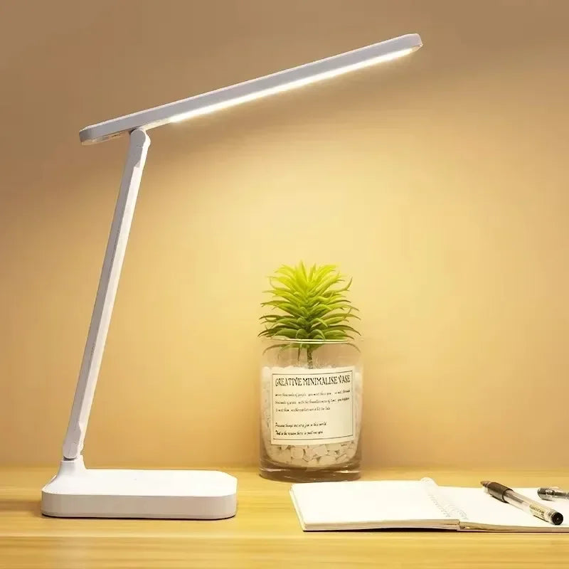 LED Desk Lamp with Clock, Calendar & Temperature Display – USB Rechargeable, Foldable & Touch Dimmable