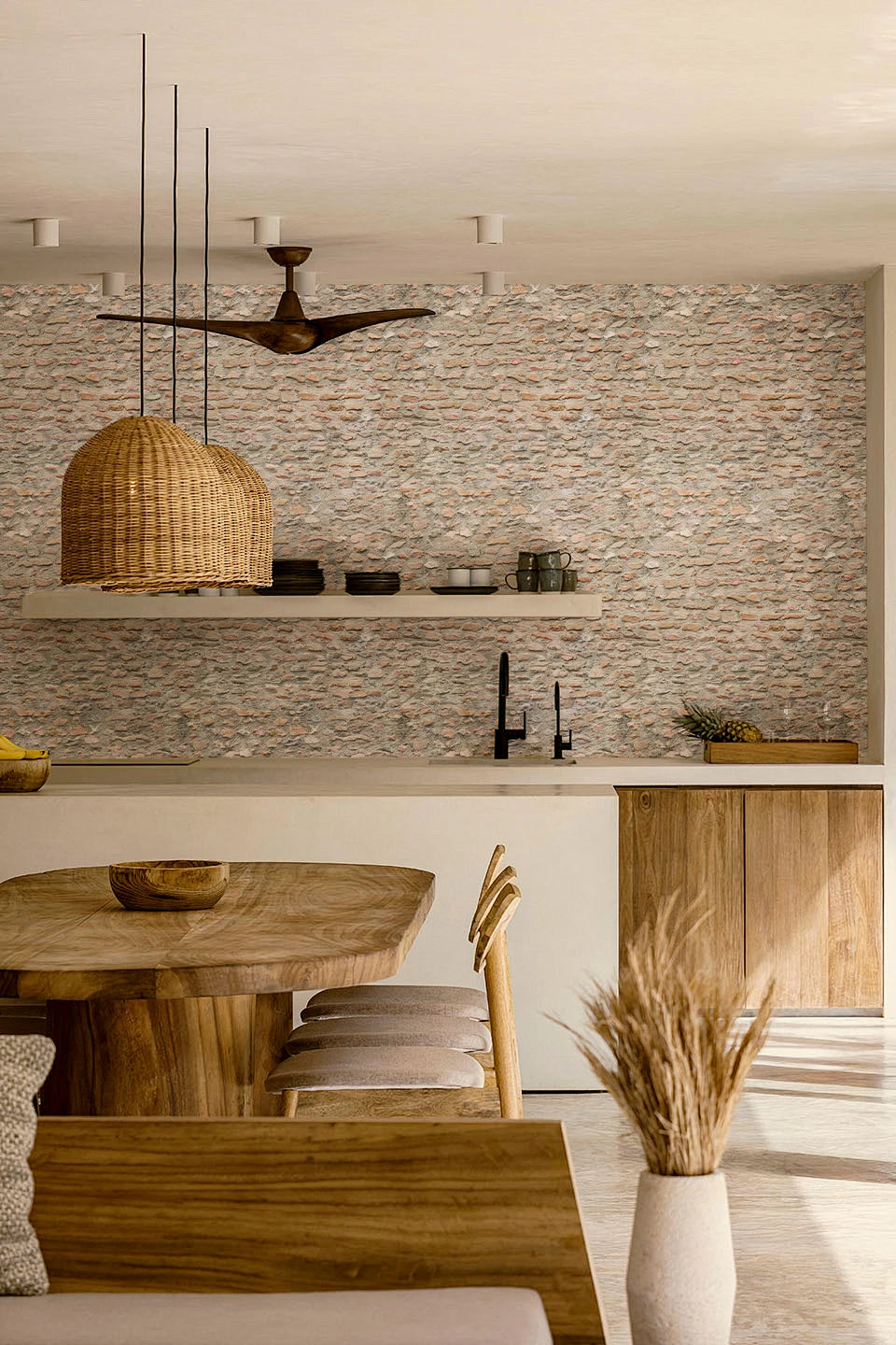 Vintage 3D Stone Peel-and-Stick Wallpaper – Waterproof Gravel-Texture Vinyl for Balcony Walls & Furniture