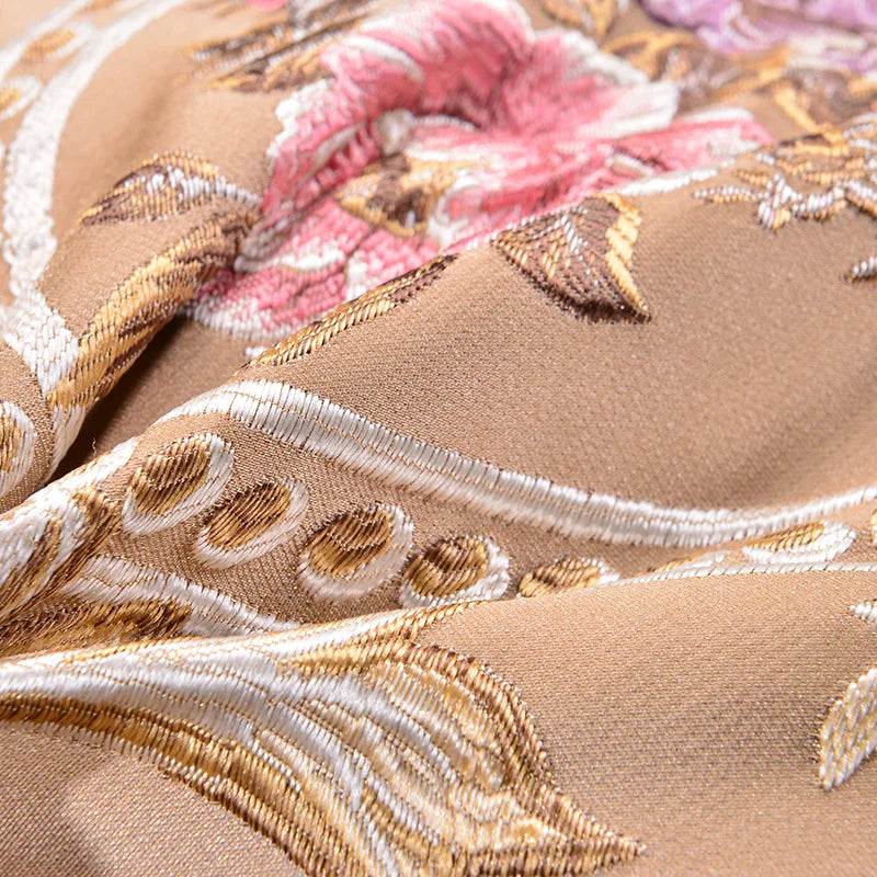 Floral Embroidered Throw Pillow Cover – Ornate Scrollwork, 18.90 in Square