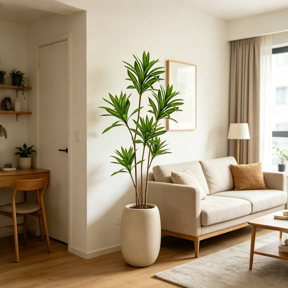 Artificial Dracaena Bamboo Tree Branch – Large Faux Corn Plant Leaves for Indoor Home & Office Decor