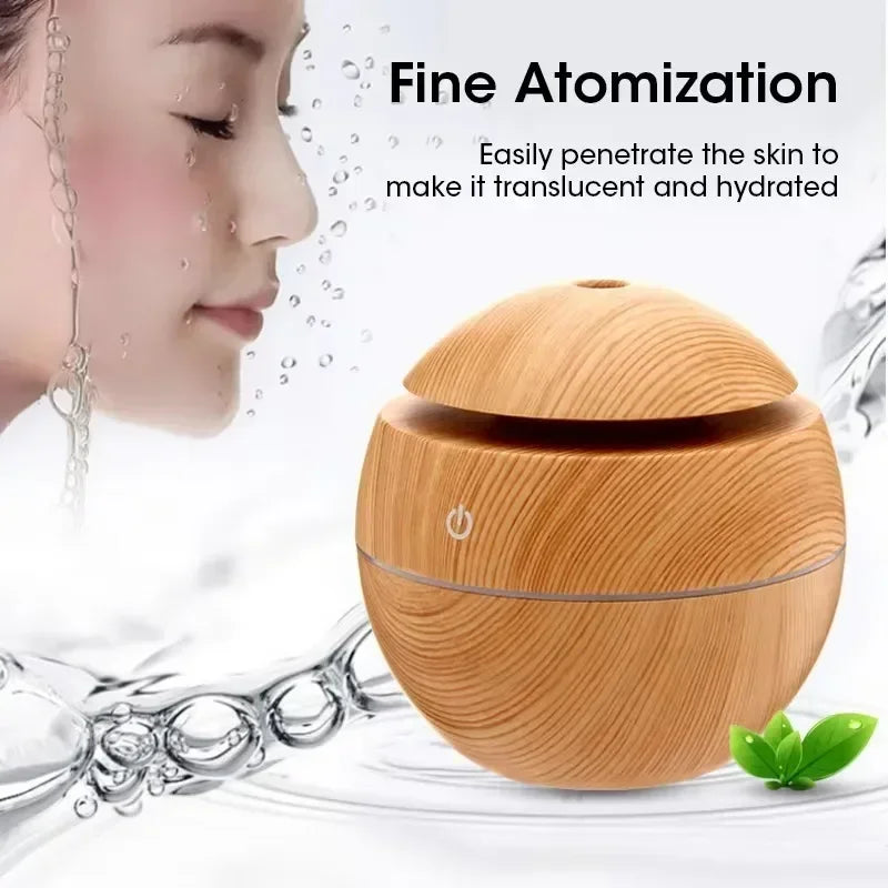 200ml Mini Wood Grain USB Humidifier with LED Night Light