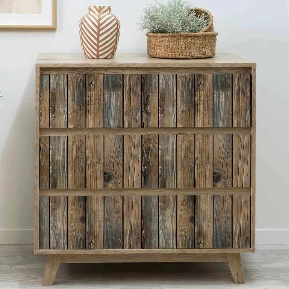 45cm Retro Faux Wood Grain Peel and Stick Wallpaper – Self-Adhesive PVC Vinyl Wall Covering