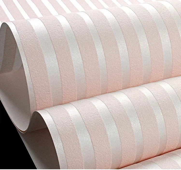 Modern Pink & Blue Vertical Stripe 3D Non-Woven Wallpaper – Waterproof, Extra Thick, Mould-Resistant & Fireproof