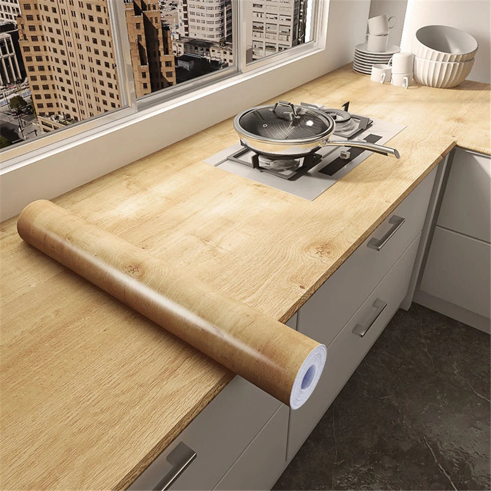 Embossed Wood Grain Peel and Stick Wallpaper – Waterproof, Removable, Self-Adhesive Vinyl Wallpaper