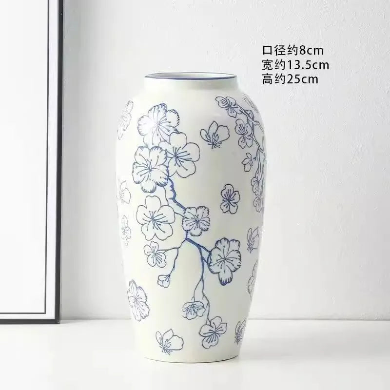 Retro Ceramic Vase – Light Luxury Tabletop Flower Vase for Living Room Decor
